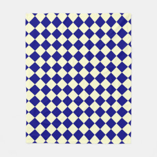 Yellow Blue Chequered Diamond Pattern Fleece Blank Blanket