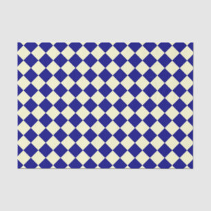 Yellow Blue Chequered Diamond Pattern Tissue Paper
