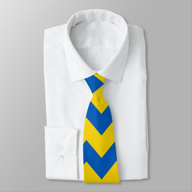 Yellow Blue Chevron Pattern   Tie (Tied)