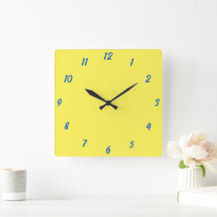 Yellow Blue Classy Elegant Custom Colour Cute Gift Square Wall Clock