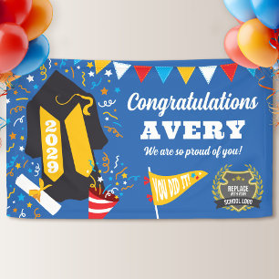 Yellow Blue Congratulations Graduate School Logo Banner