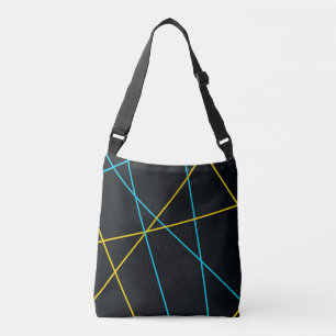 Yellow, Blue, cool, trendy, urban, modern lines Crossbody Bag