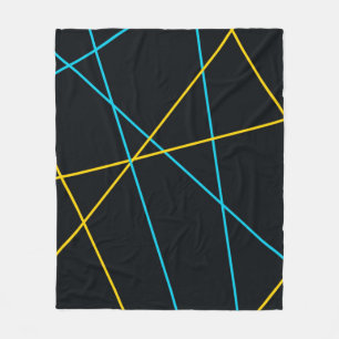 Yellow, Blue, cool, trendy, urban, modern lines Fleece Blanket