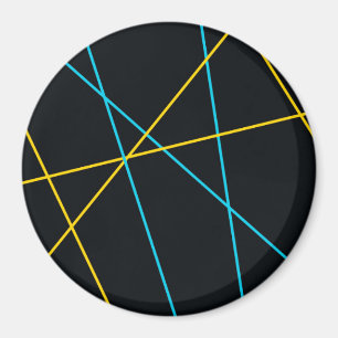 Yellow, Blue, cool, trendy, urban, modern lines Magnet