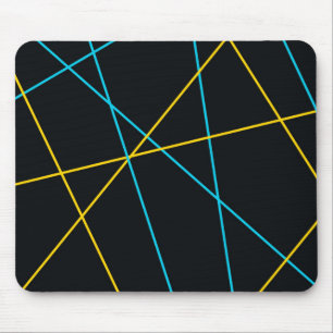 Yellow, Blue, cool, trendy, urban, modern lines Mouse Mat