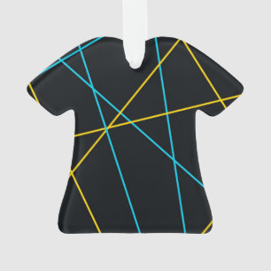Yellow, Blue, cool, trendy, urban, modern lines Ornament