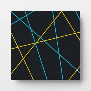 Yellow, Blue, cool, trendy, urban, modern lines Plaque