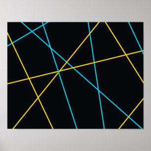 Yellow, Blue, cool, trendy, urban, modern lines Poster