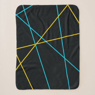 Yellow, Blue, cool, trendy, urban, modern lines Sherpa Blanket