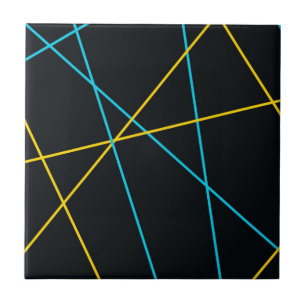 Yellow, Blue, cool, trendy, urban, modern lines Tile