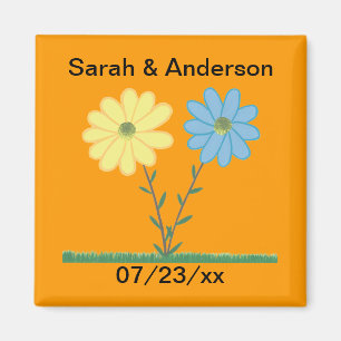 Yellow & Blue Daisy Flowers Save the date Magnets