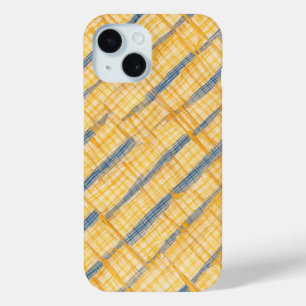 Yellow & Blue Diagonal Grid Pattern Phone Case