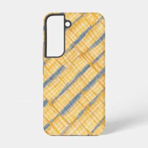 Yellow & Blue Diagonal Grid Pattern Phone Case
