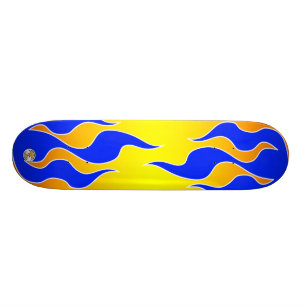 Yellow & Blue Flame Board Skateboard