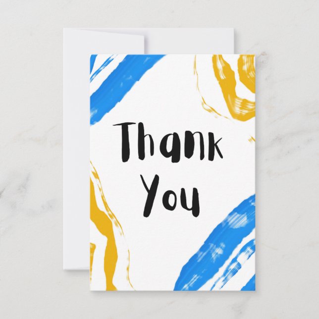 Yellow & Blue Flat Thank You Card (Front)