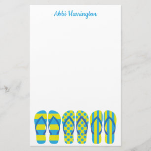 Yellow & Blue Flip Flops Personalised Stationery