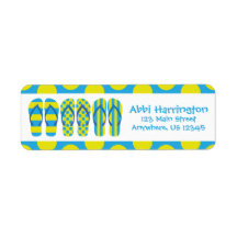 Yellow & Blue Flip Flops Return Address Labels