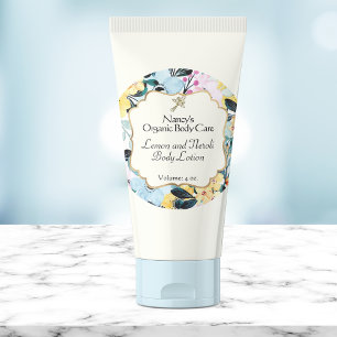 Yellow & Blue floral waterproof bath & body label