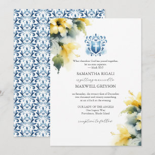 Yellow & Blue Floral Wedding Invitations Christian