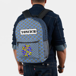 Yellow-Blue Flower Ribbon by Kenneth Yoncich Printed Backpack