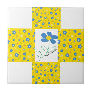 Yellow & Blue Flower Tile