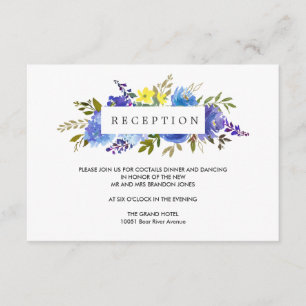 Yellow Blue  Flower WEDDING  Reception Enclosure Card
