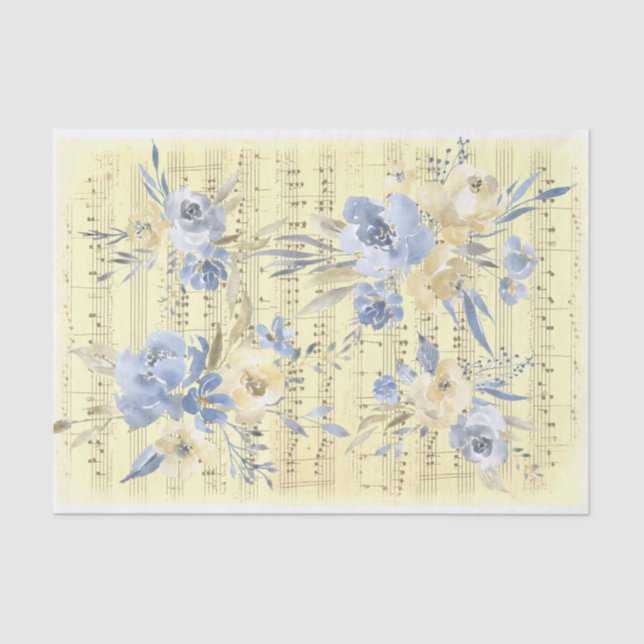 yellow blue flowers | old music sheet (Front)
