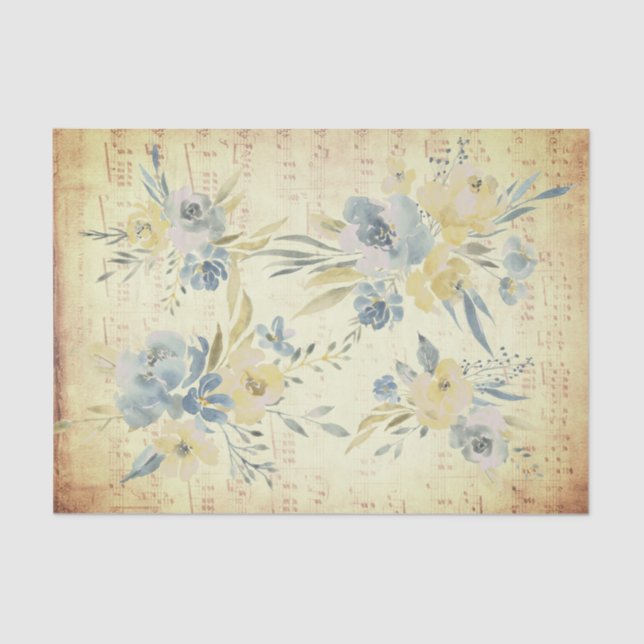 yellow blue flowers | vintage music sheet (Front)