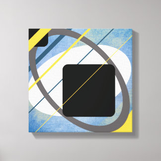 Yellow & Blue Geometric Design Wrapped Canvas