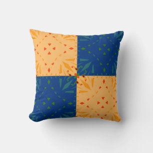 Yellow Blue Geometric Nursery Decor Patchwork Cushion