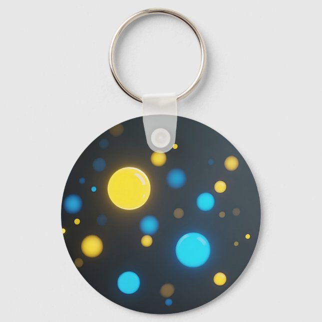 Yellow Blue Glowing Orbs Key Ring (Front)