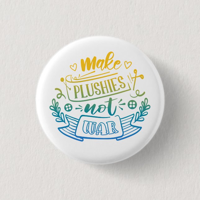 Yellow Blue Gradient Peace Quote for Plush Makers 3 Cm Round Badge (Front)