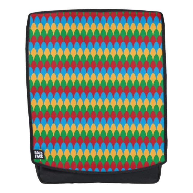 Yellow Blue Green & Red Geometric Scallops Backpack (Front)