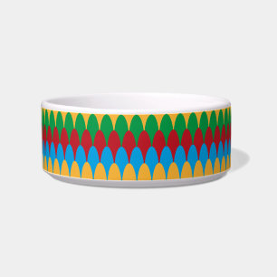 Yellow Blue Green & Red Geometric Scallops Bowl