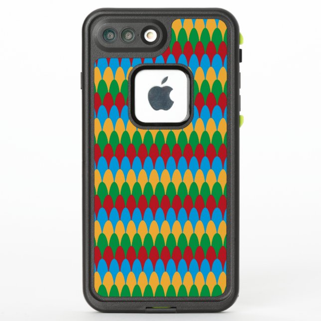 Yellow Blue Green & Red Geometric Scallops LifeProof iPhone Case (Back)