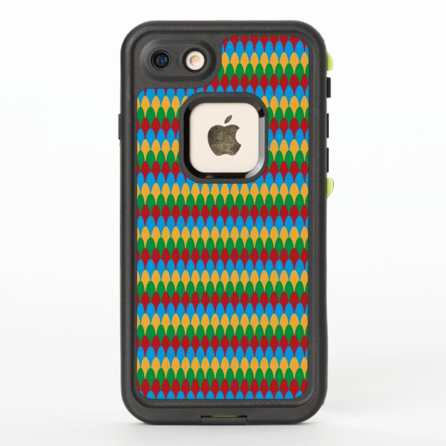 Yellow Blue Green & Red Geometric Scallops LifeProof iPhone Case (Back)