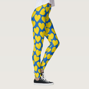 Yellow blue hearts background   leggings