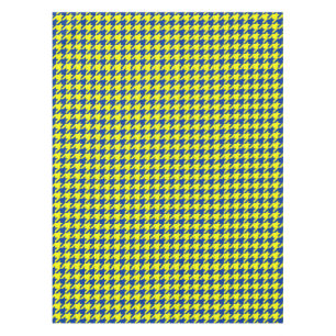 Yellow Blue Houndstooth Plaid Check Tablecloth