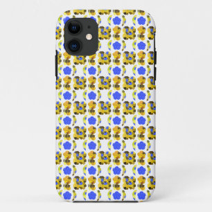 Yellow Blue Illustration Fancy shapes iPhone 11 Case