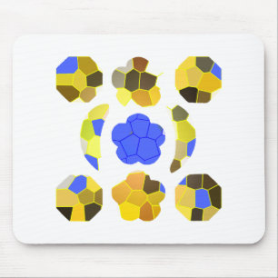 Yellow Blue Illustration Fancy shapes Mouse Mat