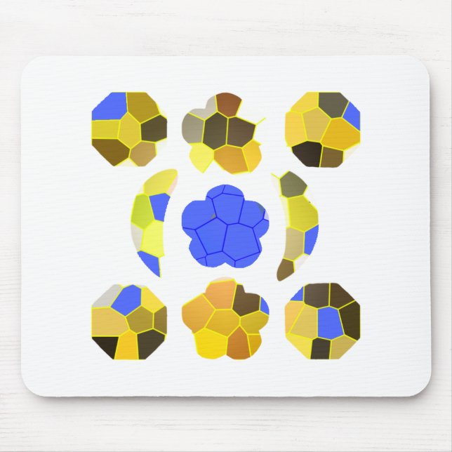 Yellow Blue Illustration Fancy shapes Mouse Mat (Front)