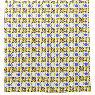 Yellow Blue Illustration Fancy shapes Shower Curtain
