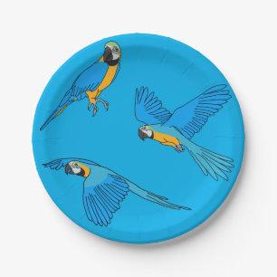 Yellow Blue Macaw Paper Plate