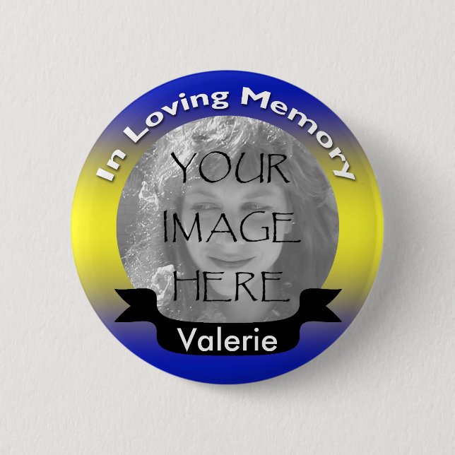 Yellow & Blue Memorial Photo Button (Front)