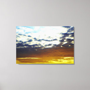 Yellow Blue Moody Sunset with Clouds Canvas Print
