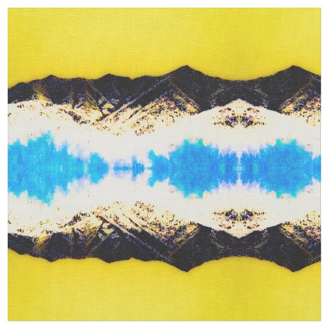 Yellow Blue Mountain Fabric (Close Up)