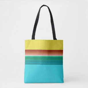 Yellow Blue Multicolor Striped Pattern Tote Bag