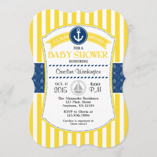Yellow Blue Nautical Baby Shower Invitation