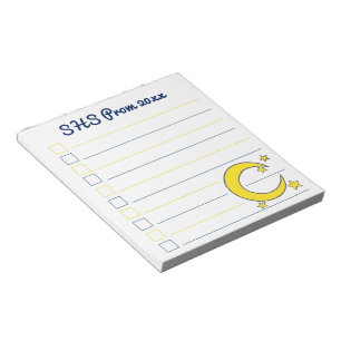 Yellow Blue Night Sky Crescent Moon Stars Prom Notepad