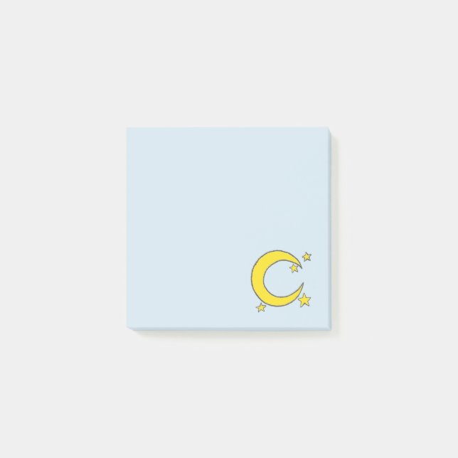 Yellow Blue Night Sky Crescent Moon Stars Prom Post-it Notes (Front)